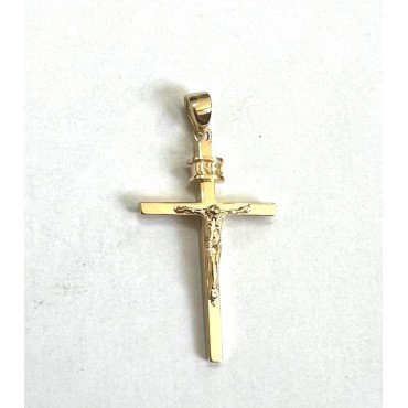 CRUZ ORO AMARILLO CON CRISTO