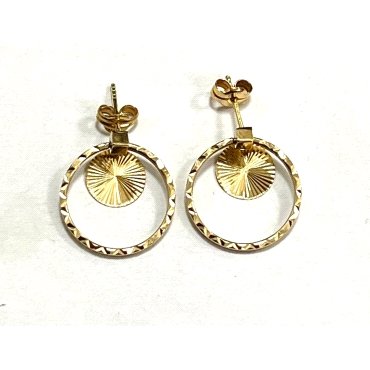 PENDIENTES ARO ORO AMARILLO GRABADA                                   