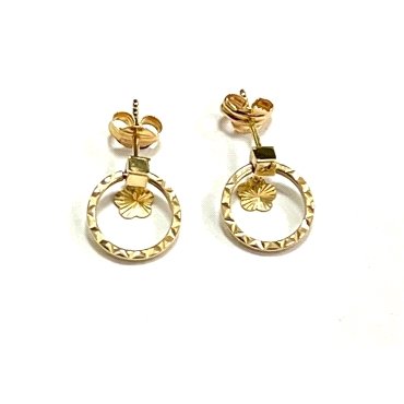 PENDIENTES ARO ORO AMARILLO GRABADA                                   
