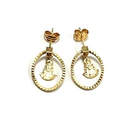 PENDIENTES ARO ORO AMARILLO GRABADA                                   