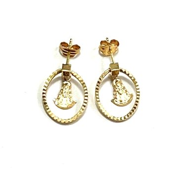 PENDIENTES ARO ORO AMARILLO GRABADA                                   