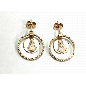 PENDIENTES ARO ORO AMARILLO GRABADA                                   