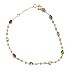 PULSERA SRA. ORO TRICOLOR PIEDRA                                      