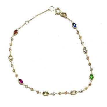 PULSERA SRA. ORO TRICOLOR PIEDRA                                      