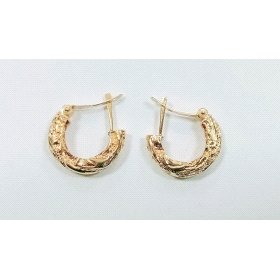 PENDIENTES ARO ORO AMARILLO GRABADA                                   
