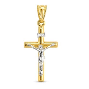 9 KILATES CRUZ BICOLOR CON CRISTO                                     