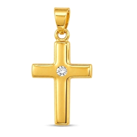 9 KILATES CRUZ ORO AMARILLO PIEDRA                                    