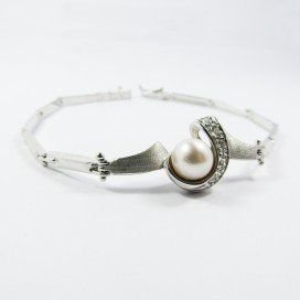 PULSERA SRA. ORO BLANCO ITALIANA PERLA