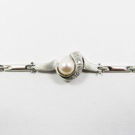 PULSERA SRA. ORO BLANCO ITALIANA PERLA