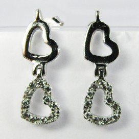 PENDIENTES ORO BLANCO ITALIANO PIEDRA