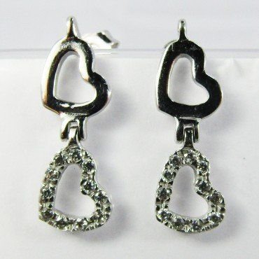 PENDIENTES ORO BLANCO ITALIANO PIEDRA