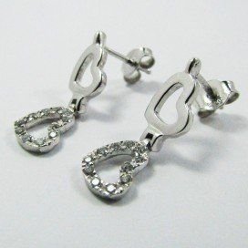PENDIENTES ORO BLANCO ITALIANO PIEDRA