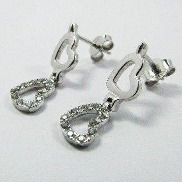 PENDIENTES ORO BLANCO ITALIANO PIEDRA
