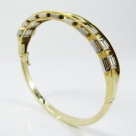 PULSERA ARO ORO BICOLOR ITALIANO PIEDRA