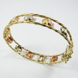 PULSERA ARO ORO TRICOLOR ITALIANO LISA