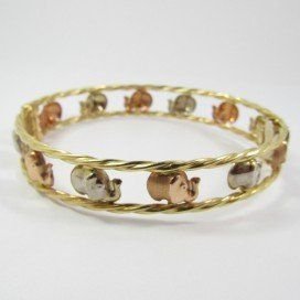 PULSERA ARO ORO TRICOLOR ITALIANO LISA