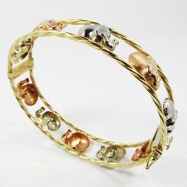 PULSERA ARO ORO TRICOLOR ITALIANO LISA