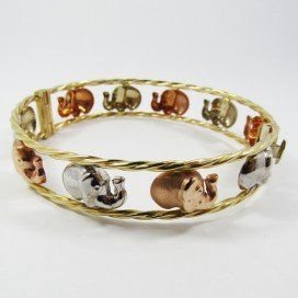 PULSERA ARO ORO TRICOLOR ITALIANO LISA