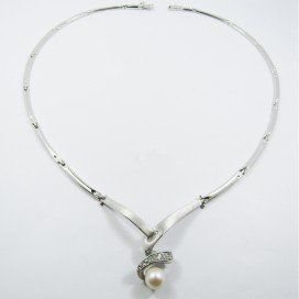 GARGANTILLA ORO BLANCO ITALIANA PERLA