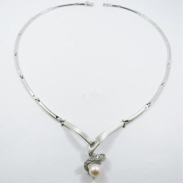 GARGANTILLA ORO BLANCO ITALIANA PERLA