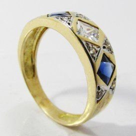 SORTIJA ORO BICOLOR PIEDRA