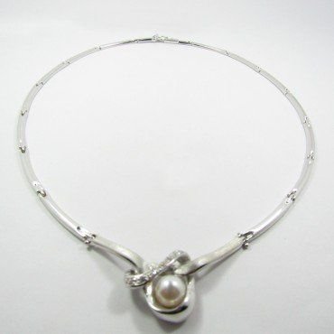 GARGANTILLA ORO BLANCO ITALIANA PERLA
