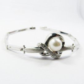 PULSERA SRA. ORO BLANCO ITALIANA PERLA