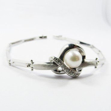 PULSERA SRA. ORO BLANCO ITALIANA PERLA