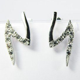 PENDIENTES ORO BLANCO ITALIANO PIEDRA