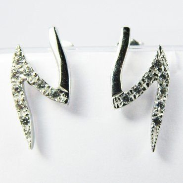 PENDIENTES ORO BLANCO ITALIANO PIEDRA