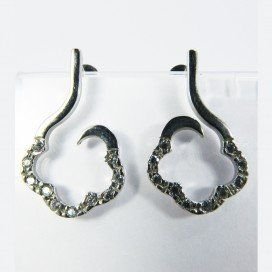 PENDIENTES ORO BLANCO ITALIANO PIEDRA