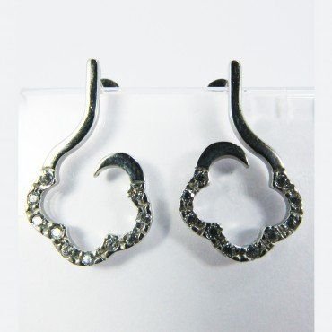 PENDIENTES ORO BLANCO ITALIANO PIEDRA