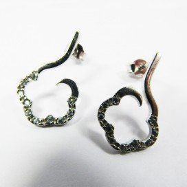 PENDIENTES ORO BLANCO ITALIANO PIEDRA