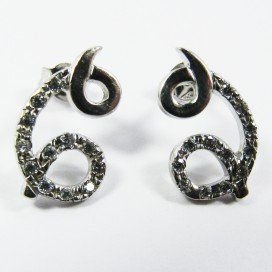 PENDIENTES ORO BLANCO ITALIANO PIEDRA