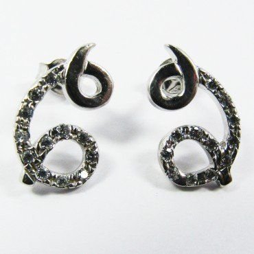 PENDIENTES ORO BLANCO ITALIANO PIEDRA