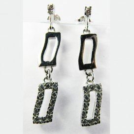 PENDIENTES ORO BLANCO ITALIANO PIEDRA