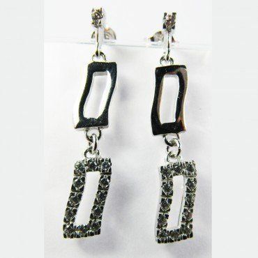 PENDIENTES ORO BLANCO ITALIANO PIEDRA
