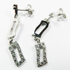 PENDIENTES ORO BLANCO ITALIANO PIEDRA