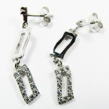 PENDIENTES ORO BLANCO ITALIANO PIEDRA