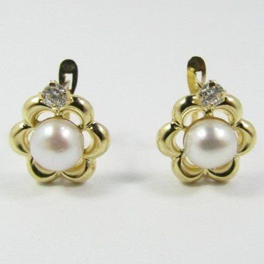 PENDIENTES NIÑA ORO AMARILLO PERLA