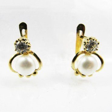 PENDIENTES NIÑA ORO AMARILLO PERLA