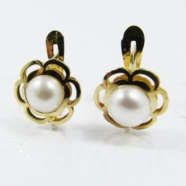 PENDIENTES NIÑA ORO AMARILLO PERLA