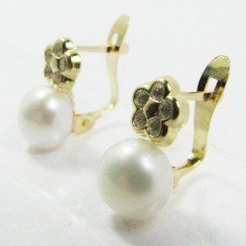 PENDIENTES NIÑA ORO AMARILLO PERLA