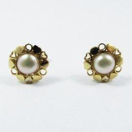 PENDIENTES NIÑA ORO AMARILLO PERLA