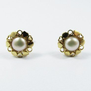 PENDIENTES NIÑA ORO AMARILLO PERLA