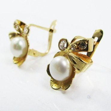 PENDIENTES NIÑA ORO AMARILLO PERLA