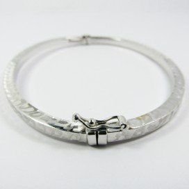 PULSERA ARO ORO BLANCO ITALIANO GRABADO