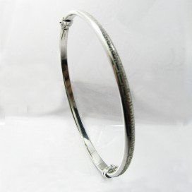 PULSERA ARO ORO BLANCO ITALIANO GRABADO
