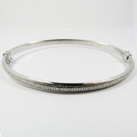 PULSERA ARO ORO BLANCO ITALIANO GRABADO