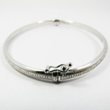 PULSERA ARO ORO BLANCO ITALIANO GRABADO